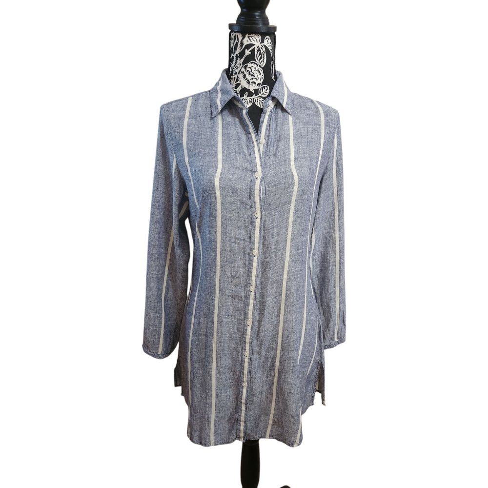Island Company Linen Striped Button-Up Shirt